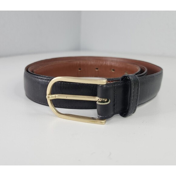 Christian Dior Glove Leather Belt Black Gold Buckle Size 40 Spain Vintage 8552 - Picture 1 of 12